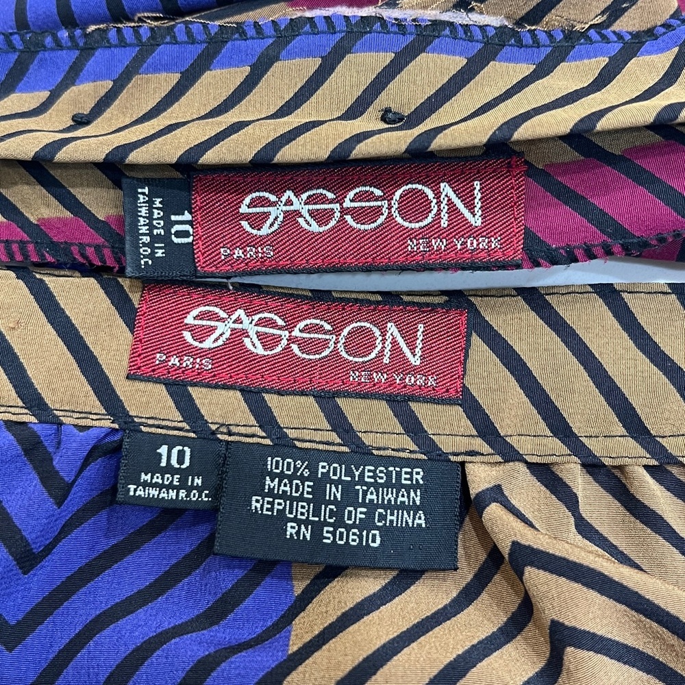 Vintage Sasson Chevron Stripe Skirt & Blouse Matching Set 70s 80s - Picture 12 of 12